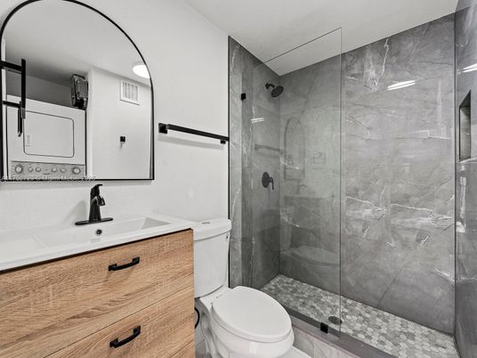 Bathroom, Glass Shower, Interior, Marble Walls