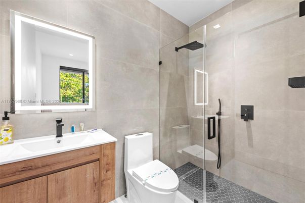 Bathroom, Glass Shower, Interior, Recessed Lighting