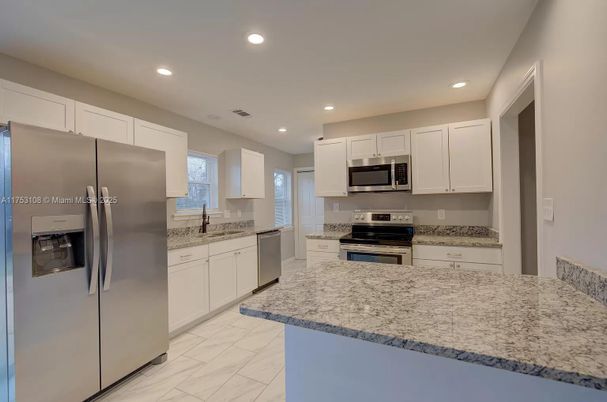 Interior, Kitchen, Marble, Recessed Lighting, Stainless Steel Appliances
