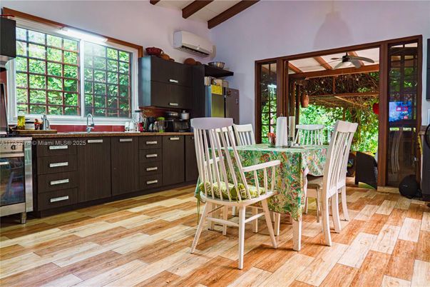 Dining room, Interior, Kitchen, Wooden Beams, Wood Texture Flooring