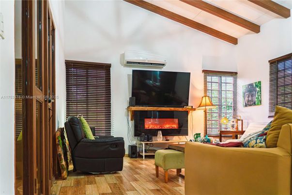 Fireplace, Interior, Living room, Wooden Beams, Wood Texture Flooring