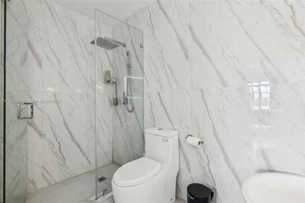 Bathroom, Glass Shower, Interior, Marble Walls