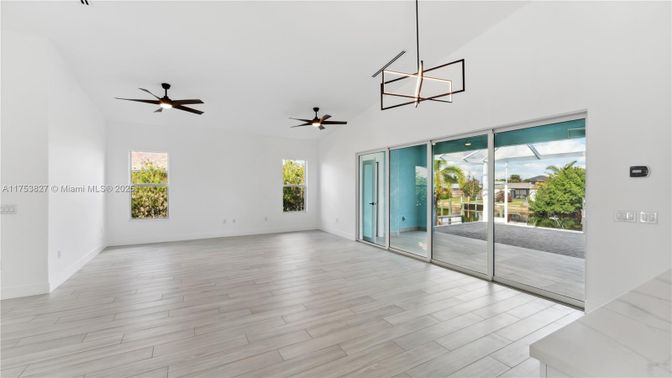 Empty room, Interior, Pendant Lights, Wood Texture Flooring