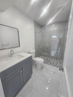 Bathroom, Glass Shower, Interior, Recessed Lighting