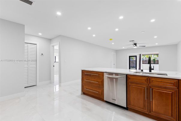 Interior, Kitchen, Marble, Recessed Lighting, Stainless Steel Appliances