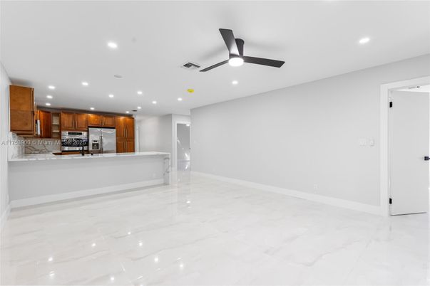 Interior, Kitchen, Marble, Recessed Lighting, Stainless Steel Appliances