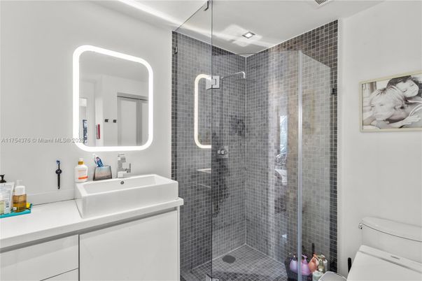 Bathroom, Glass Shower, Interior, Recessed Lighting