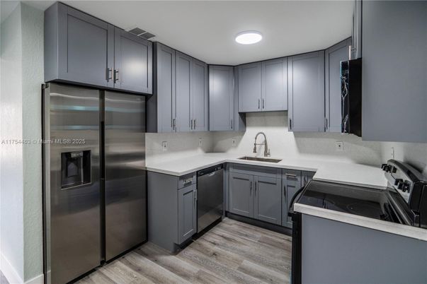 Interior, Kitchen, Stainless Steel Appliances, Wood Texture Flooring
