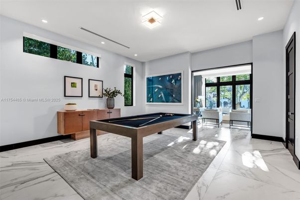Billiard Table, Game Room, Interior, Marble, Recessed Lighting