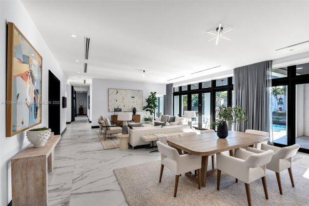 Dining room, Interior, Living room, Marble, Recessed Lighting