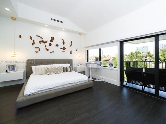 Bedroom, Interior, Pendant Lights, Recessed Lighting, Wood Texture Flooring