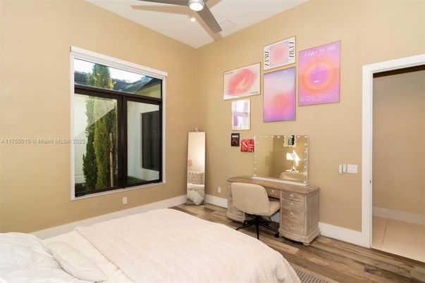 Bedroom, Home Office, Interior, Recessed Lighting, Wood Texture Flooring
