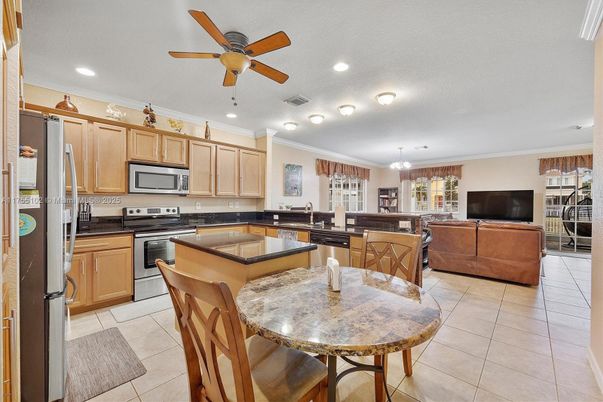 Dining room, Interior, Kitchen, Living room, Recessed Lighting, Stainless Steel Appliances