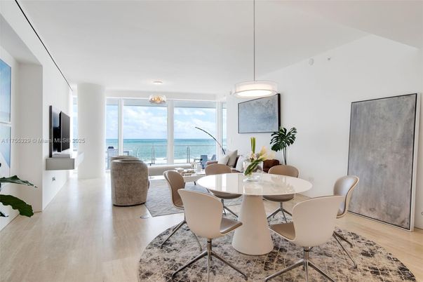 Dining room, Interior, Pendant Lights, Water, Wood Texture Flooring