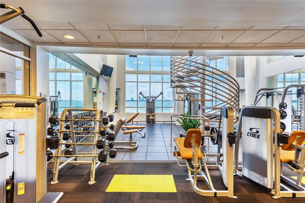 Fitness Equipment, Gym, Interior, Recessed Lighting, Wood Texture Flooring