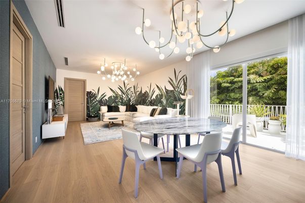 Dining room, Interior, Living room, Pendant Lights, Wood Texture Flooring