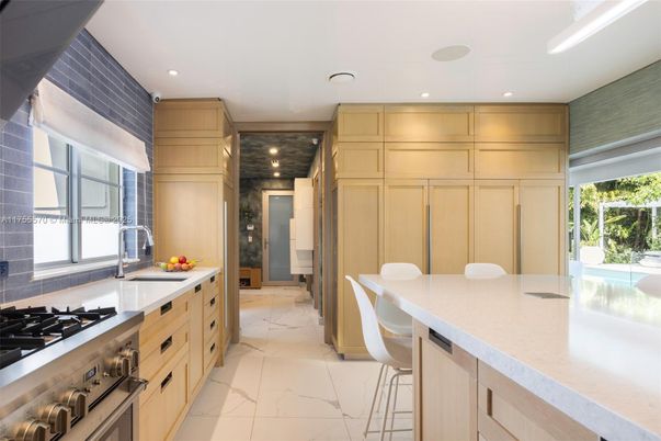 Interior, Kitchen, Marble, Recessed Lighting, Stainless Steel Appliances