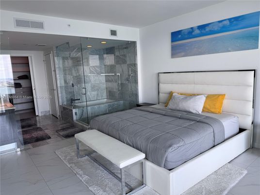Bedroom, Interior, Marble, Recessed Lighting