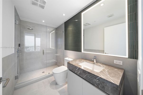Bathroom, Glass Shower, Interior, Recessed Lighting
