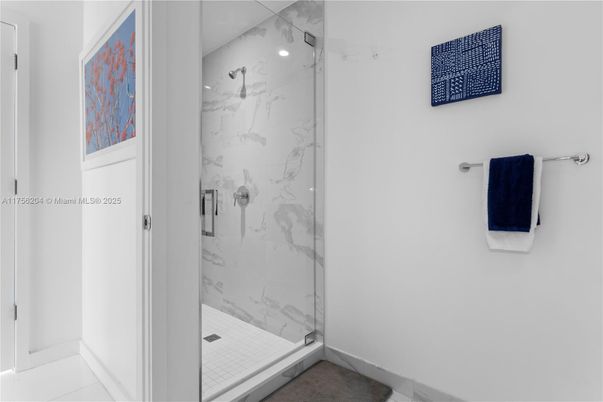 Bathroom, Glass Shower, Interior, Marble Walls