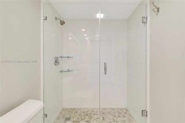 Bathroom, Glass Shower, Interior, Recessed Lighting