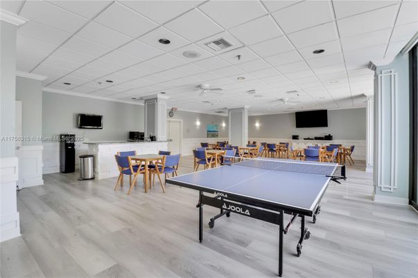 Game Room, Interior, Recessed Lighting, Wood Texture Flooring