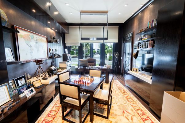 Home Office, Interior, Pendant Lights, Recessed Lighting, Wood Texture Flooring