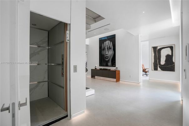 Elevator, Interior, Marble Walls, Recessed Lighting