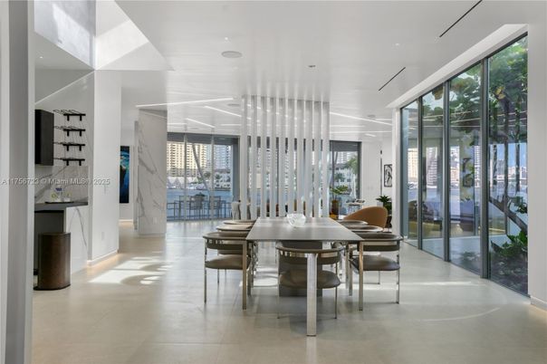 Dining room, Interior, Marble Walls, Recessed Lighting