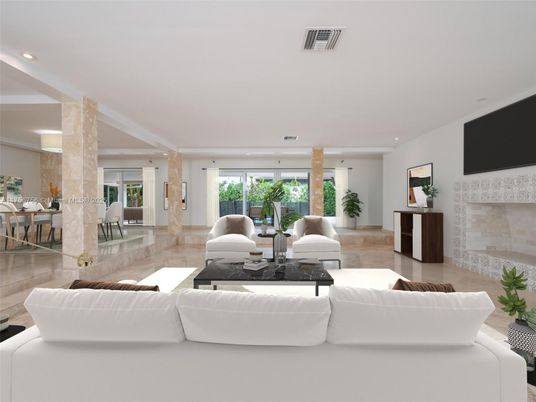 Dining room, Fireplace, Interior, Living room, Recessed Lighting