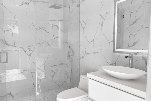 Bathroom, Glass Shower, Interior, Marble Walls