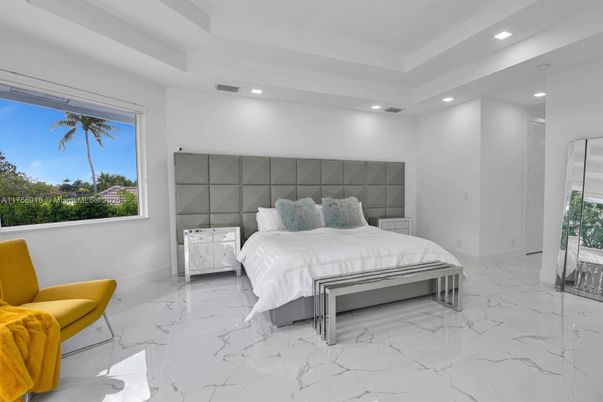 Bedroom, Interior, Marble, Recessed Lighting