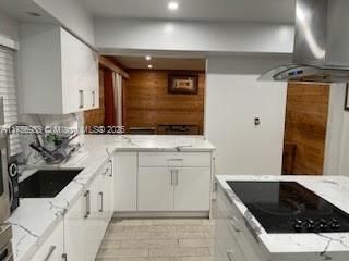 Interior, Kitchen, Recessed Lighting, Wooden Walls