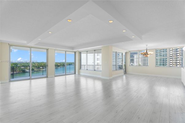 Chandelier, Empty room, Interior, Recessed Lighting, Wood Texture Flooring