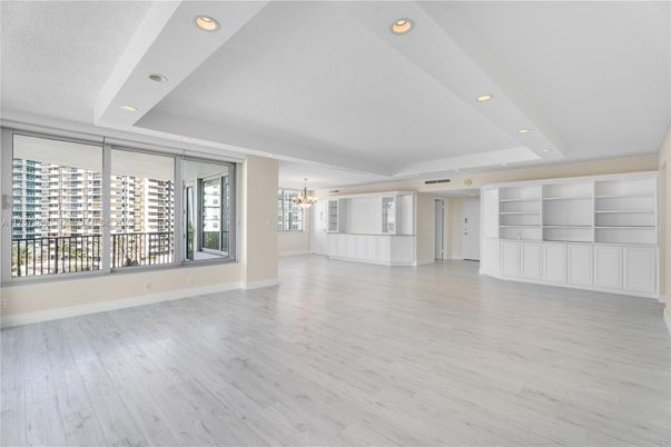 Chandelier, Empty room, Interior, Recessed Lighting, Wood Texture Flooring
