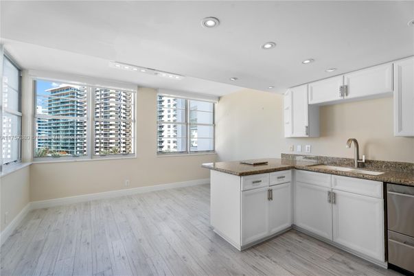 Interior, Kitchen, Recessed Lighting, Wood Texture Flooring
