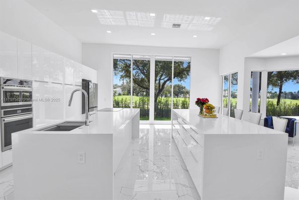 Interior, Kitchen, Marble, Recessed Lighting, Stainless Steel Appliances