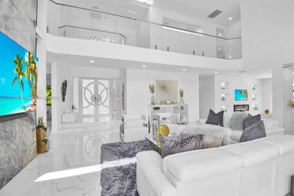 Fireplace, Interior, Living room, Marble, Recessed Lighting