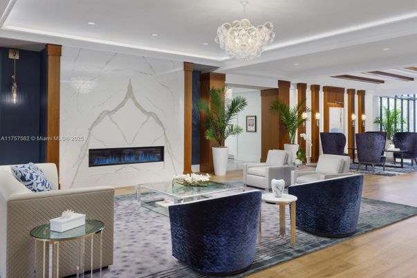 Chandelier, Dining room, Fireplace, Interior, Living room, Marble Walls, Recessed Lighting, Wood Texture Flooring