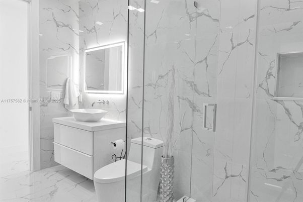 Bathroom, Glass Shower, Interior, Marble, Marble Walls