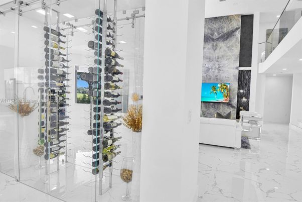Interior, Living room, Marble, Recessed Lighting, Wine Storage