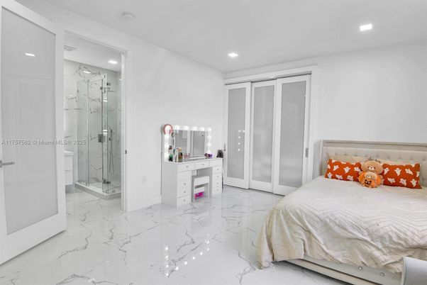 Bathroom, Bedroom, Glass Shower, Interior, Marble, Recessed Lighting