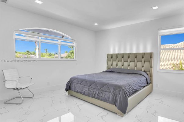 Bedroom, Interior, Marble, Recessed Lighting
