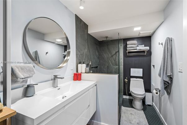 Bathroom, Glass Shower, Interior, Recessed Lighting