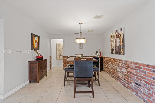 Dining room, Interior, Pendant Lights, Stone Walls