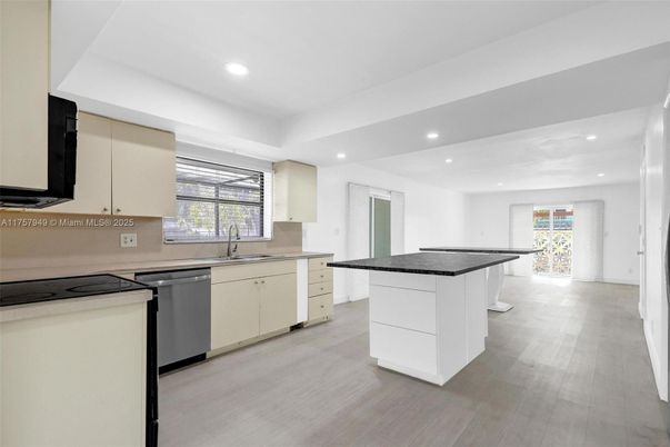 Interior, Kitchen, Recessed Lighting, Wood Texture Flooring