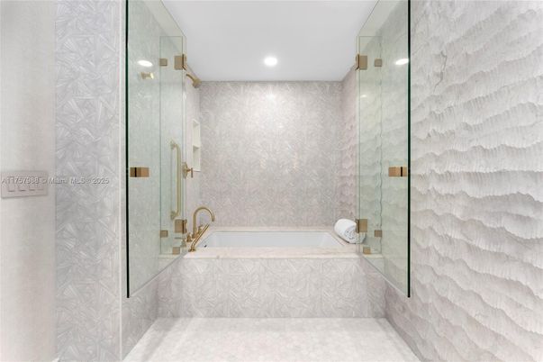 Bathroom, Glass Shower, Interior, Recessed Lighting