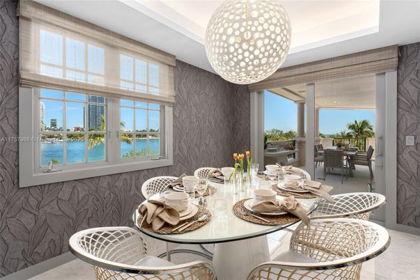 Dining room, Interior, Pendant Lights, Water