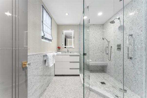 Bathroom, Glass Shower, Interior, Recessed Lighting