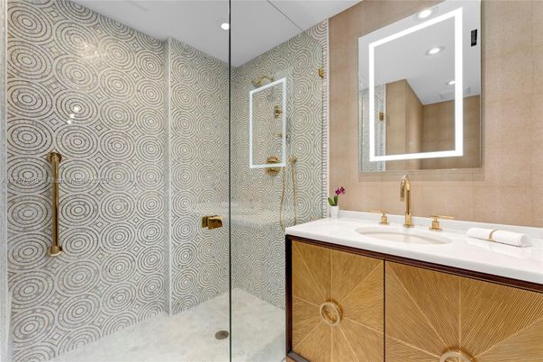 Bathroom, Glass Shower, Interior, Recessed Lighting